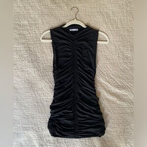 Zara Black Ruched Sleeveless Dress
